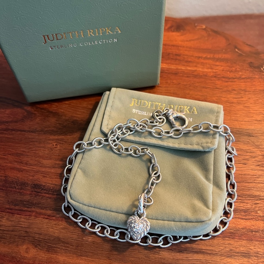Judith Ripka Country Link Necklace with Removable Diamonique Heart Charm 20” - Picture 11 of 12